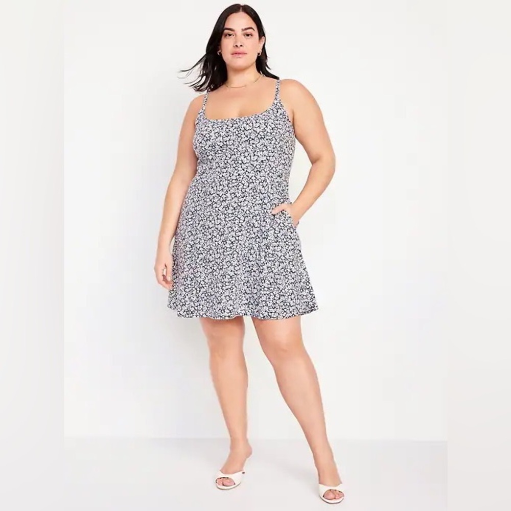 Old Navy Fit & Flare Cami Mini linen blend Floralâ Print Sleeveless Dress